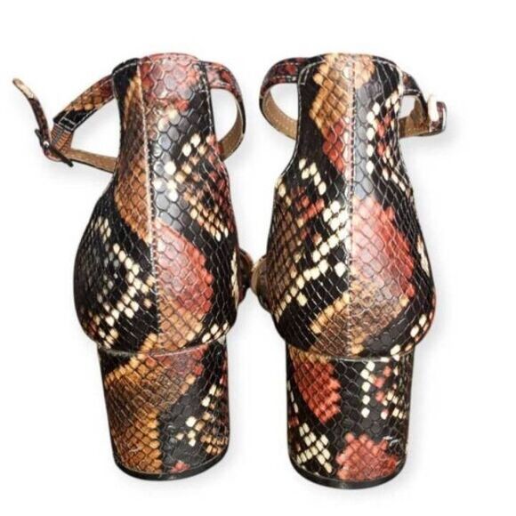 STEVE MADDEN IRENEE BROWN & BLACK SNAKE PRINT BLOCK HEEL ANKLE STRAP SANDAL SZ.8 - Picture 4 of 8